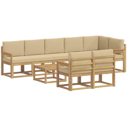 vidaXL Zunanja garnitura za sedenje 9 pcs Bela in bež Poliester, (5000270009) Cene