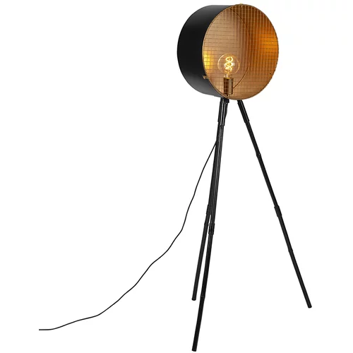 QAZQA Vintage talna svetilka na bambusovem stojalu, črna z zlatom - sod