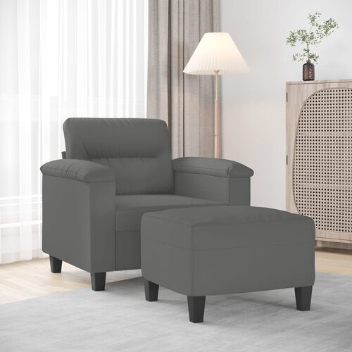 vidaXL Fotelj s stolčkom za noge temno siv 60 cm blago iz mikrovlaken Cene