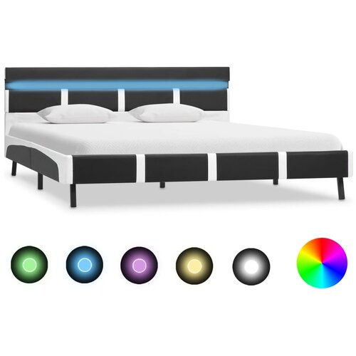VidaXL Okvir za krevet od umjetne kože s LED svjetlom sivi 140x200 cm Slike