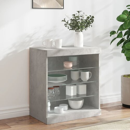  The Living Store Komoda z LED lučkami betonsko siva 60,5x37x67 cm - Komoda, (21502258) Slike