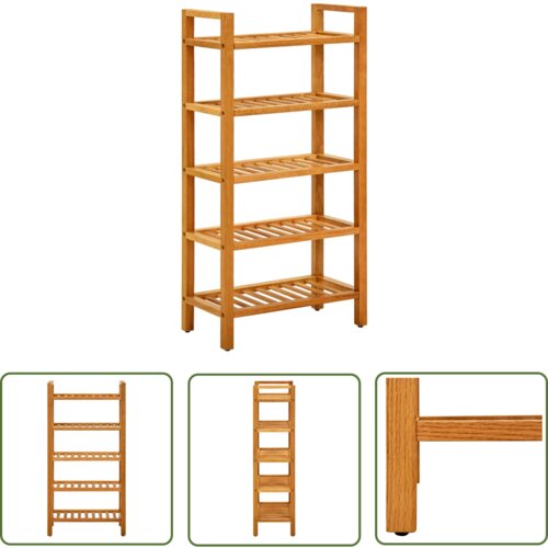 The Living Store Stojalo za čevlje s 5 policami 50x27x100 cm trdna hrastovina - Stojalo Za Čevlje, (21744581) Cene