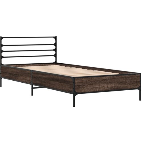 VidaXL Okvir za krevet smeđi hrast 90x190 cm konstruirano drvo i metal Slike