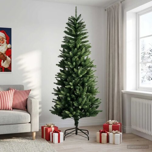  Artificial Hinged Christmas Tree 240 cm PE i PVC Zelena - 240 cm bez LED svjetala Zelena Cijene