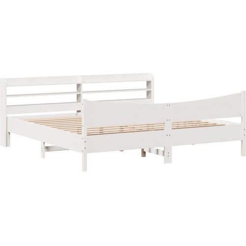 vidaXL Posteljni okvir z vzglavjem bel 200x200 cm trdna borovina, (21321688) Cene