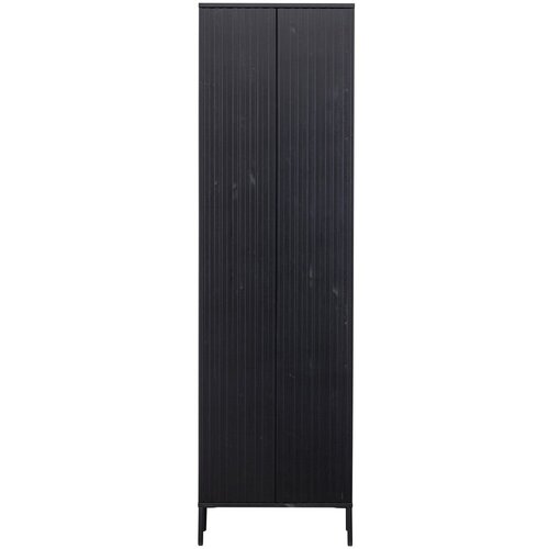 WOOOD Črna omarica iz masivnega bora 60x210 cm Gravure – Cene