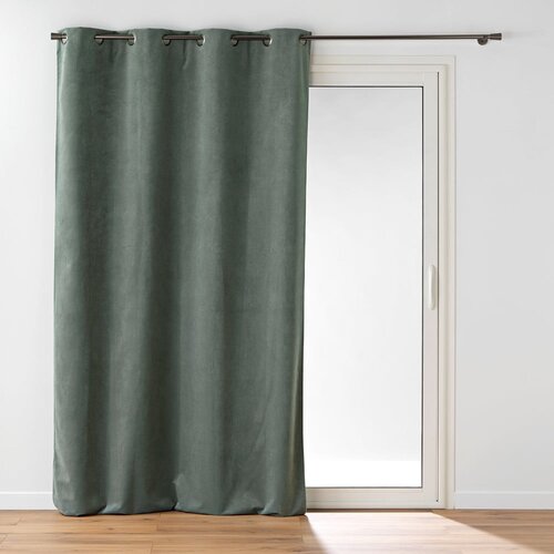 Douceur d intérieur Kaki zelena žametna zavesa 140x260 cm Olympe &ndash; Cene