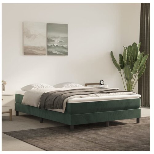  Box spring postelja z vzmetnico temno zelena 140x200 cm žamet Slike