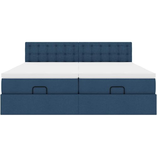  Ottoman krevet s madracima i LED diodama plavi 160x200 cm tkanina Slike