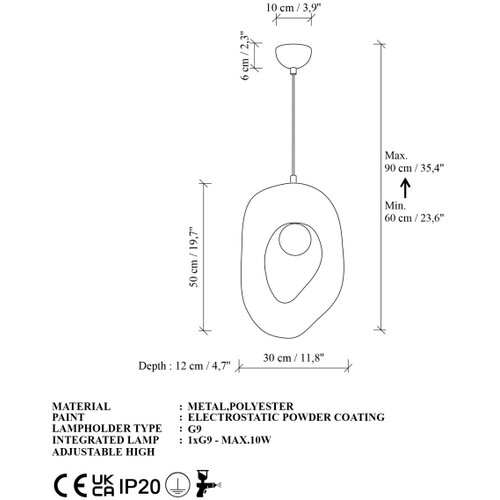  Brilagi - Visilica na sajli WABI SABI 1xG9/8W/230V bela Slike