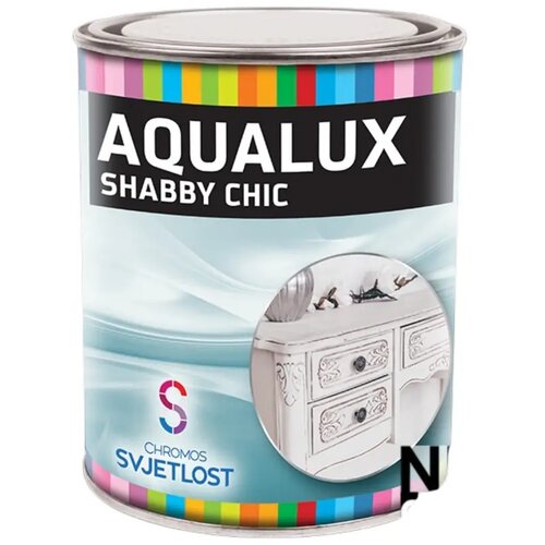 CHROMOS SVJETLOST Specijalni premaz za drvo Aqualux Shabby chic - Cloud 0,75 l Slike