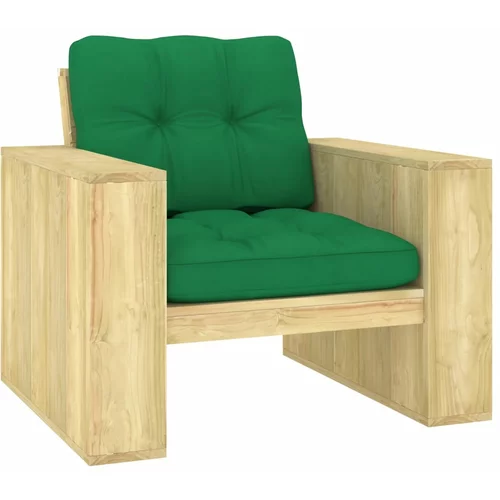 vidaXL Vrtna stolica sa zelenim jastucima od impregnirane borovine