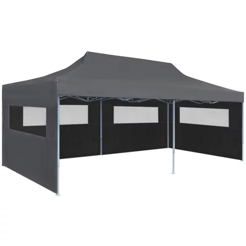 vidaXL sklopivi šator za zabave s bočnim zidovima 3 x 6 m antracit