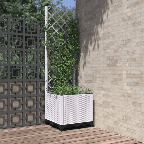  Vrtna sadilica s rešetkom bijela 40 x 40 x 136 cm PP Cene