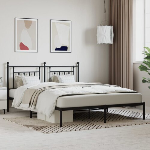 vidaXL Metalni okvir za krevet s uzglavljem crni 180x200 cm Cijene