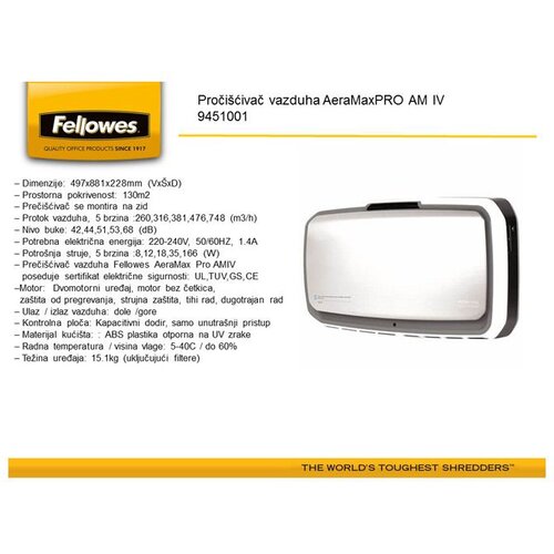 Fellowes Preči&scaron;ćivač vazduha (zidni) AeraMaxPRO AM 4 9451001 Cene