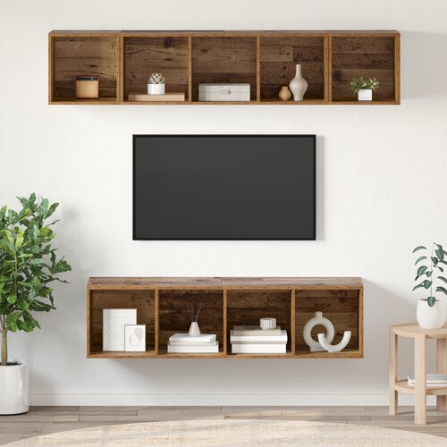 vidaXL Komplet TV omaric 4 pcs Stari les 37 x 37 x 142.5 cm Cene