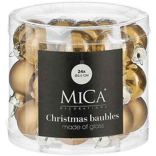 Mica Decorations Božićne kuglice (Zlatna, Staklo, Promjer: 2,5 cm, 24 Kom.) Cijene