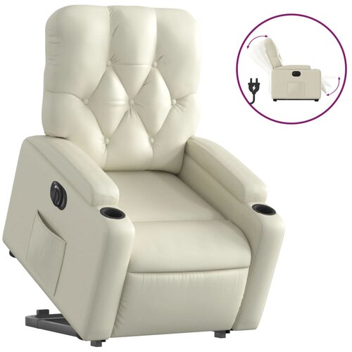 Maison Chic Električni naslanjač - Relax naslanjač s funkcijo vstajanja krem umetno usnje, (22061556) Slike