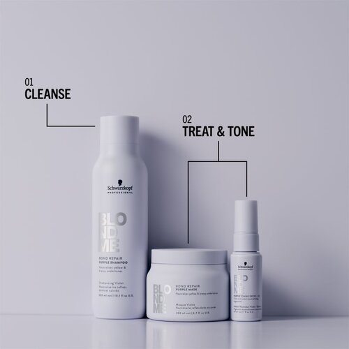 Schwarzkopf Professional Blondme Bond Repair Purple Mask maska za lase za nevtralizacijo rumenih odtenkov 200 ml Slike