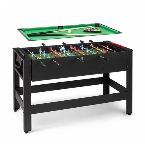 Klarfit Spin 2 v 1, igralna miza, biljard, namizni nogomet, vrtljiv za 180 °, dodatki za igranje, črn