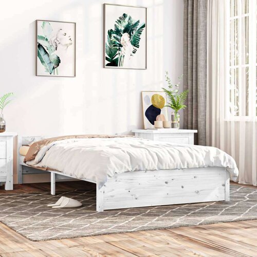  Posteljni okvir bel iz trdnega lesa 140x200 cm, (20644699) Slike