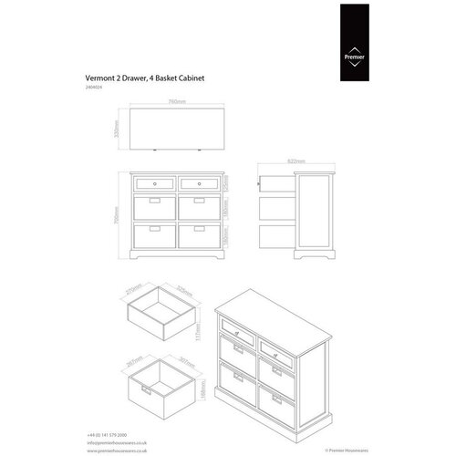 Premier Housewares Slonoko&amp;scaron;čena komoda iz masivne pavlonije 76x70x33 cm Vermont &amp;ndash; Slike
