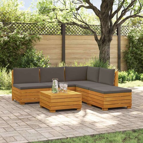  Set vanjskih sofa s jastukom 6 Komad Smeđa Čvrsto drvo akacije Cene