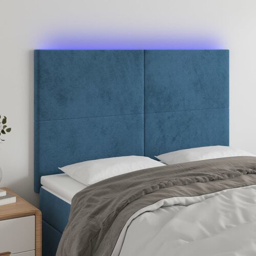 The Living Store led posteljno vzglavje temno modro 144x5x118/128 cm žamet - led vzglavje, (21418365) Slike