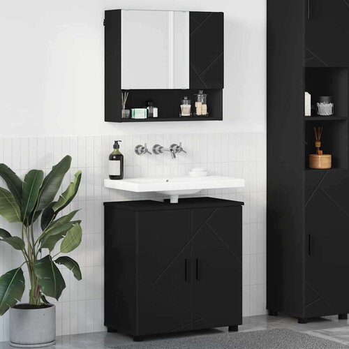 VidaXL set namje&amp;scaron;taja za kupaonicu zidne 2 pcs crna 61 x 35 x 64 cm Slike