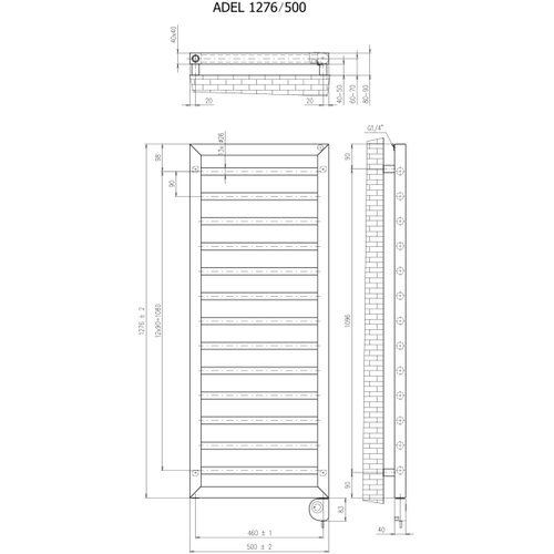  vertaduro - kupatilski radijator sa termostatom adel 600W 128x50 cm bela Slike