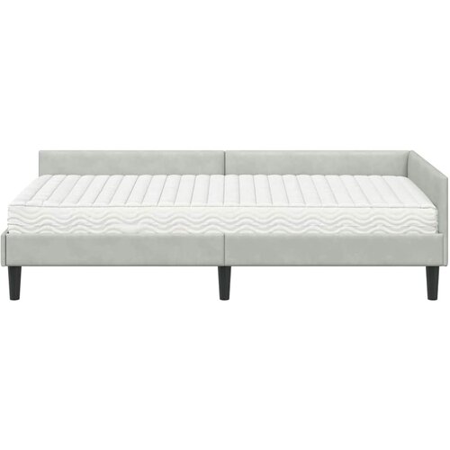  Kutni krevetni okvir s madracem 2 kom. Svjetlosiva 90 x 190 cm Slike