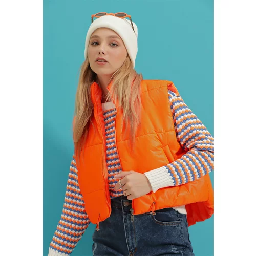 Trend Alaçatı Stili Vest - Orange - Puffer