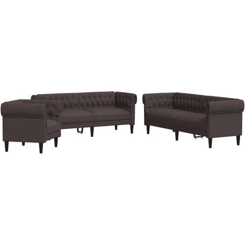  3-dijelni set sofa tamnosmeđi od tkanine Slike