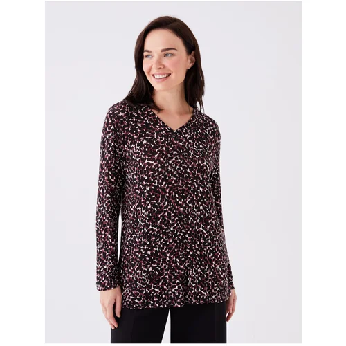 LC Waikiki Women's V-Neck Patterned Long Sleeve Blouse