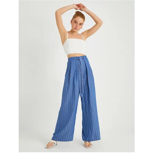 Koton Wide Leg Striped Trousers with a Belted Waist.