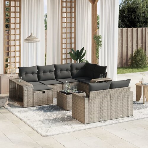 vidaXL 11-dijelni set vrtnih sofa od poliratana s jastucima sivi Cene