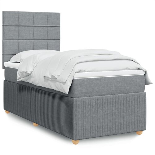 VidaXL Krevet s oprugama i madracem svjetlosivi 100x200 cm od tkanine Slike