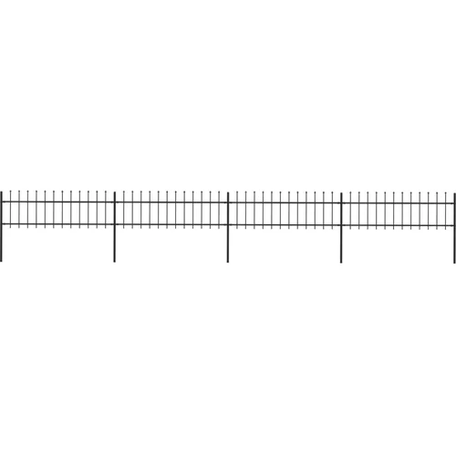 vidaXL Vrtna ograja s koničastimi vrhovi jeklo 6,8x0,6 m črna