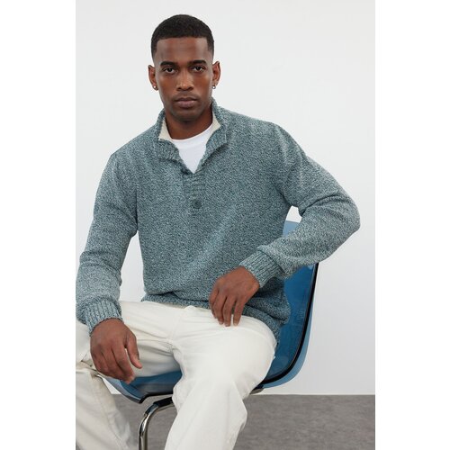 Trendyol Emerald Green Slim Half Turtleneck Melted Knitwear Sweater Slike
