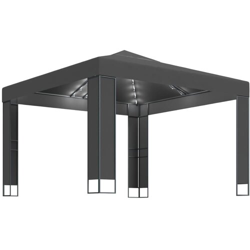 vidaXL Paviljon z dvojno streho in LED lučkami 3x3 m antraciten Cene