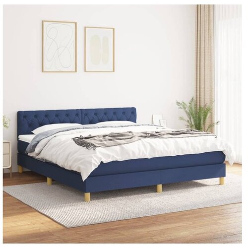 Box spring postelja z vzmetnico modra 160x200 cm blago Cene