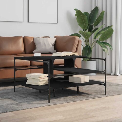  Stolić za kavu crni 100 x 100 x 48,5 cm od konstruiranog drva Slike