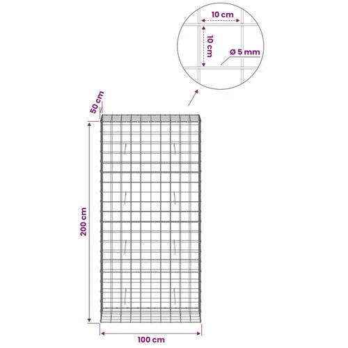 Gabion s žicom debljine 5 mm i mrežom 10x10 cm 100x50x200 cm - 50 cm 200 cm 100 cm Slike