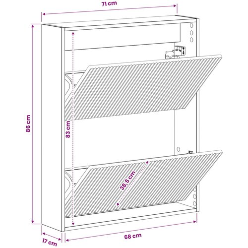  Ormar za cipele na zidu ARNHEM 71 x 17 x 86 cm Crna Slike