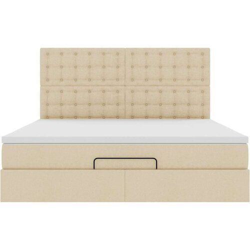VidaXL Otomanski krevet s madracem krem 180x200cm od tkanine Slike