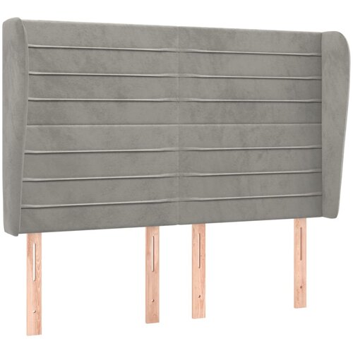 VidaXL Vzglavje z u&amp;scaron;esi svetlo sivo 147x23x118/128 cm žamet, (20794413) Slike