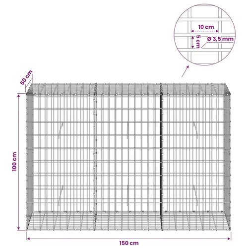  Gabion s žicom debljine 3 5 mm i mrežom 5x10 cm 150x50x100 cm - 50 cm 100 cm 150 cm Slike