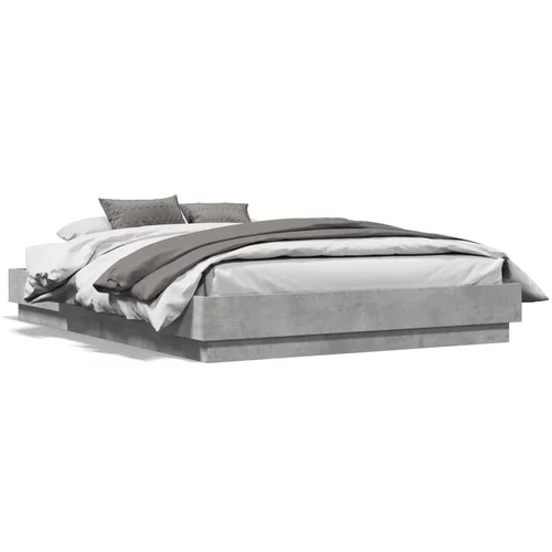  Okvir kreveta s LED svjetlima siva boja betona 135 x 190 cm
