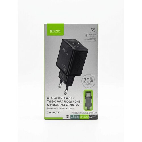 BAVIN punjač 20W PD type C + kabl type C PC2001Y crna Slike